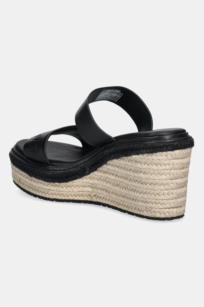 Scarpe Calvin Klein ciabatte slide in pelle WEDGE SANDAL 50 - HE HW0HW02375 nero