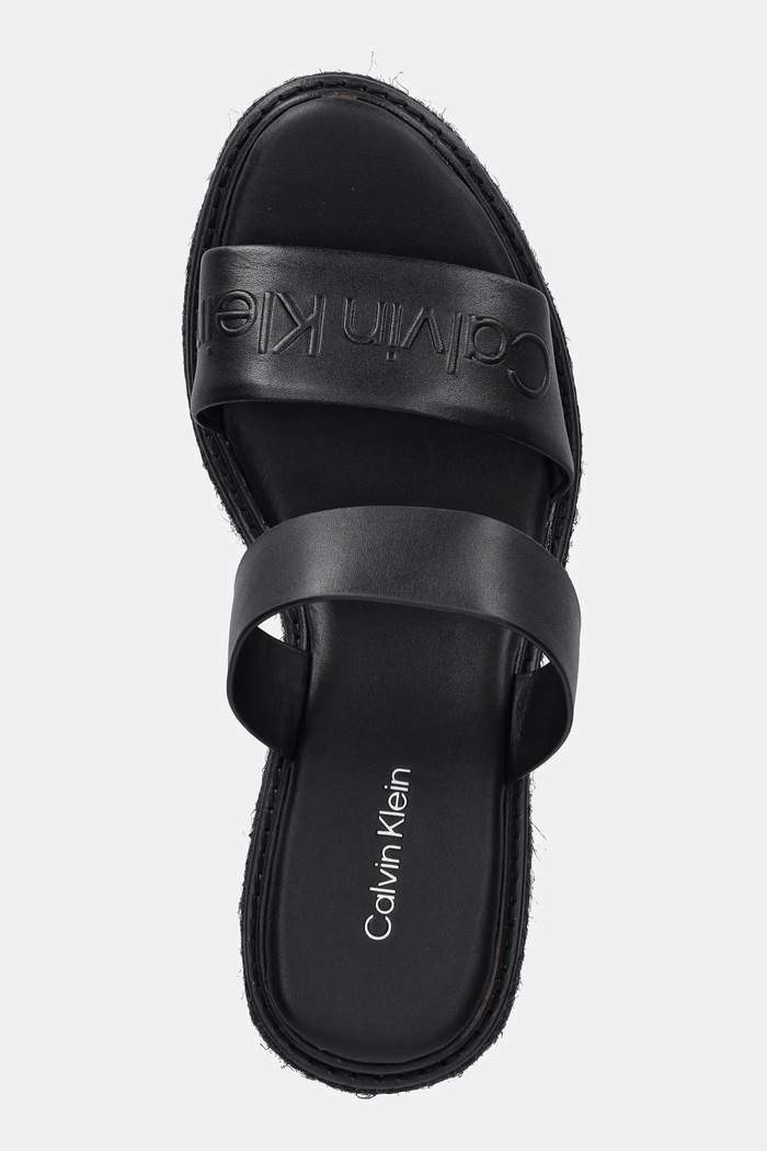 Calvin Klein ciabatte slide in pelle WEDGE SANDAL 50 - HE nero HW0HW02375