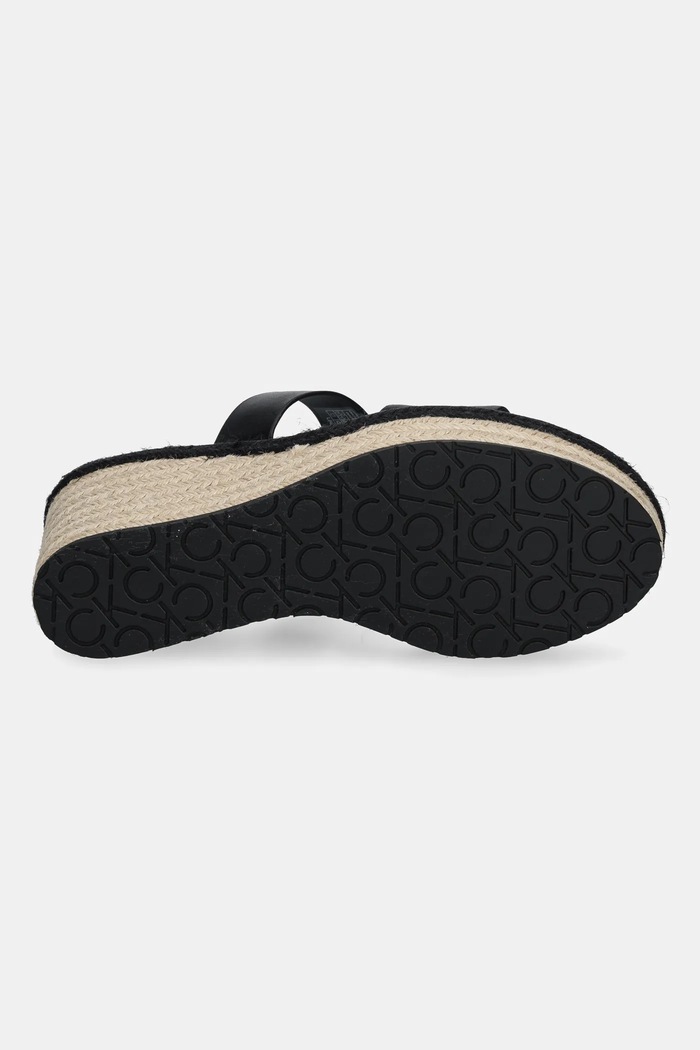 Calvin Klein ciabatte slide in pelle WEDGE SANDAL 50 - HE HW0HW02375 nero