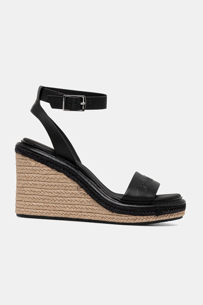 Kožne sandale Calvin Klein WEDGE SANDAL 70 - HE HW0HW02376 crna SS25