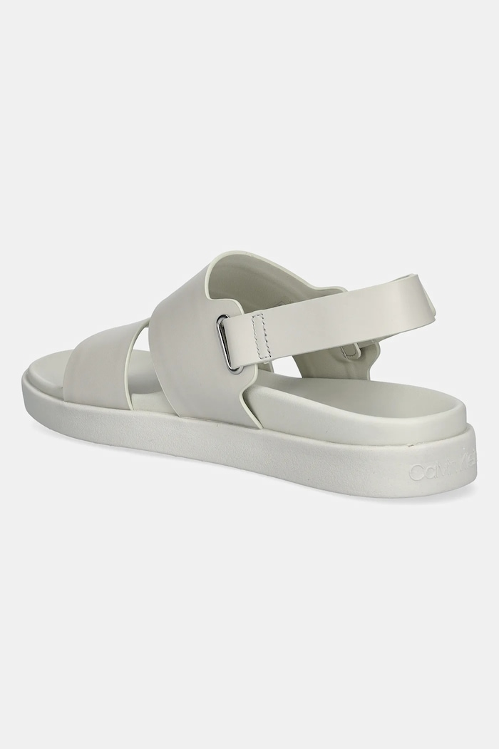 Obuwie Calvin Klein sandały skórzane FLAT ADJ SANDAL EYELET HW0HW02488 beżowy