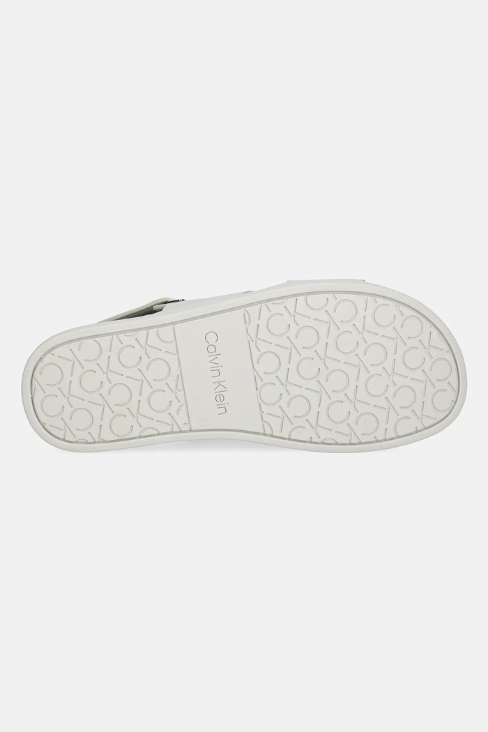 Calvin Klein sandały skórzane FLAT ADJ SANDAL EYELET HW0HW02488 beżowy