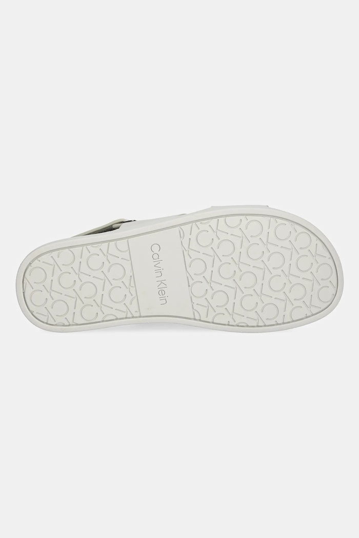 Calvin Klein sandały skórzane FLAT ADJ SANDAL EYELET HW0HW02488 beżowy