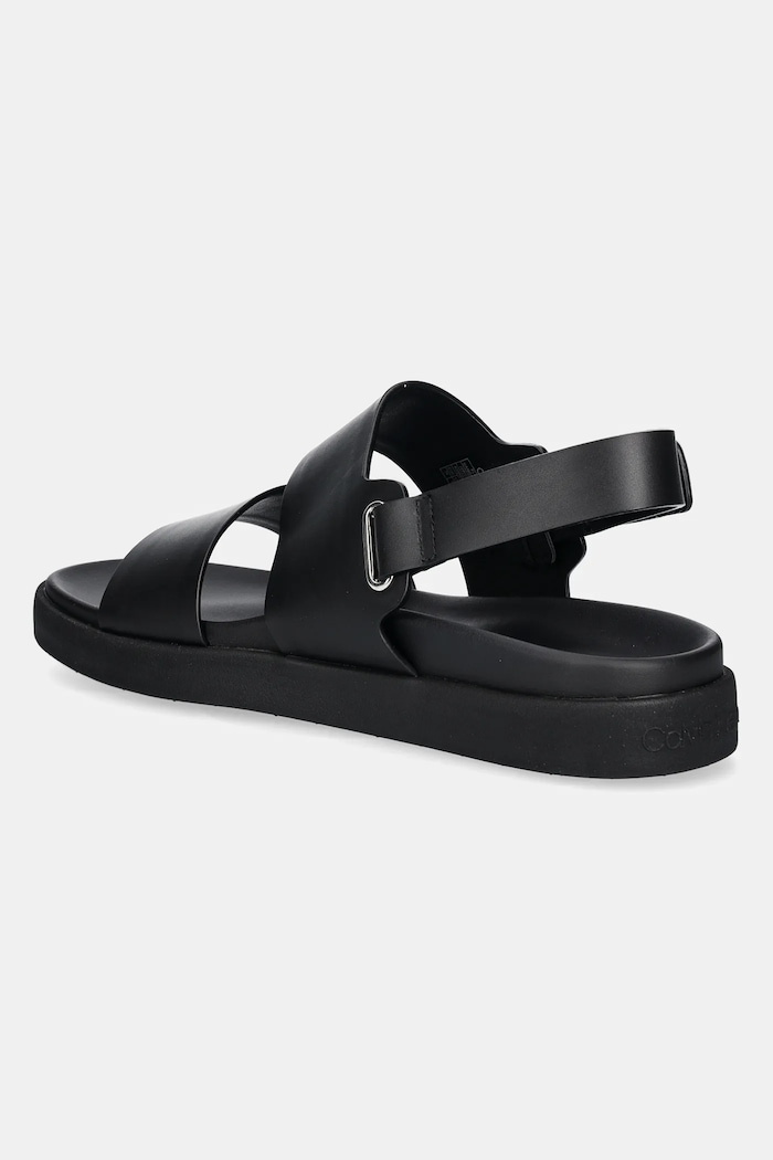 Obuwie Calvin Klein sandały skórzane FLAT ADJ SANDAL EYELET HW0HW02488 czarny