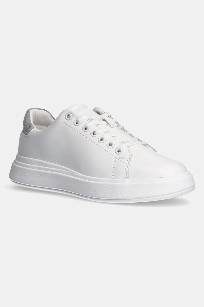 Δερμάτινα sneakers Calvin Klein CUPSOLE LACE UP - SUEDE BT πλατφόρμα λευκό HW0HW02404