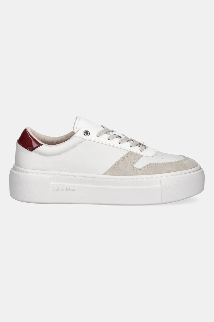 Calvin Klein Kožené sneakers boty Calvin Klein FF CUPSOLE LACE UP - LTH MIX HW0HW02409 bílá SS25