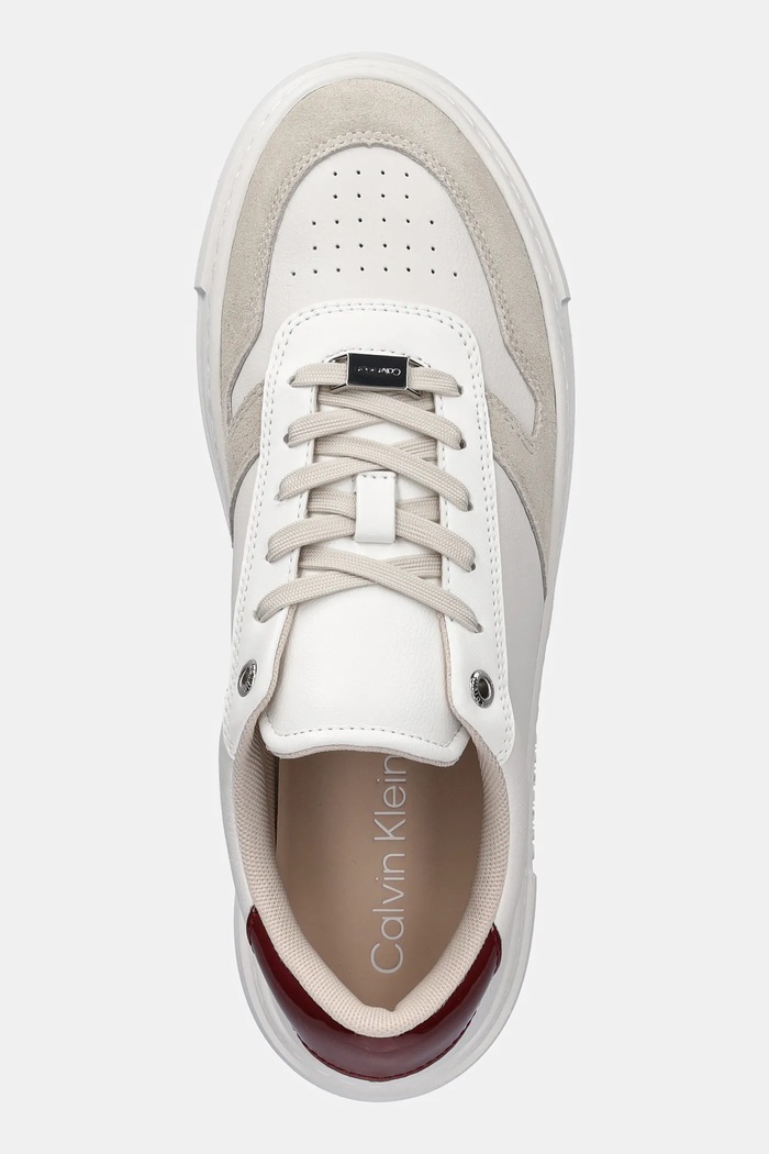 Kožené sneakers boty Calvin Klein FF CUPSOLE LACE UP - LTH MIX Calvin Klein HW0HW02409 bílá