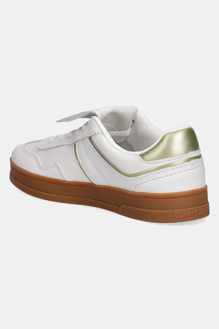 Boty Kožené sneakers boty Tommy Jeans THE GREENWICH FLAP EN0EN02715 bílá