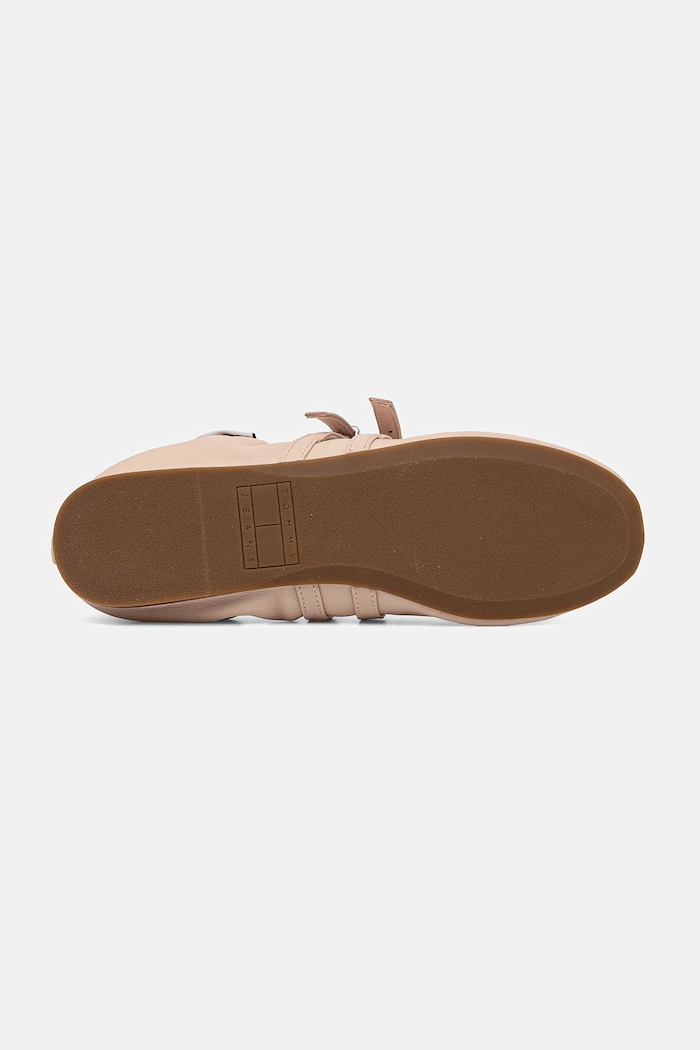 Kožené balerínky Tommy Jeans BALLERINA EN0EN02720 béžová