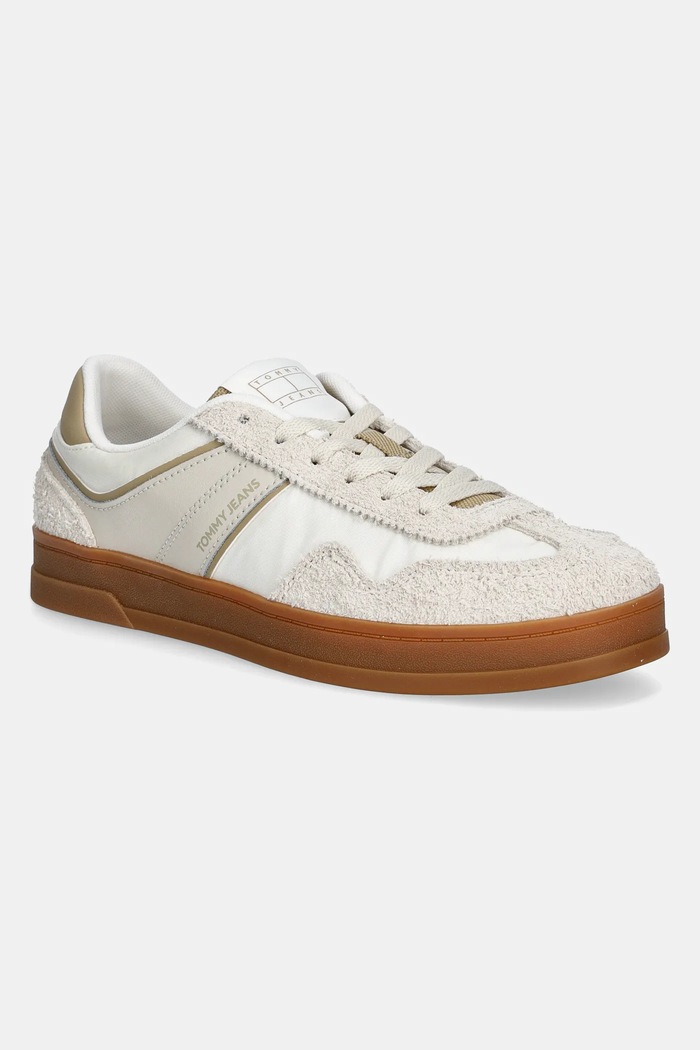 Tenisice Tommy Jeans THE GREENWICH MIX MEDIA tekstil bež EN0EN02730