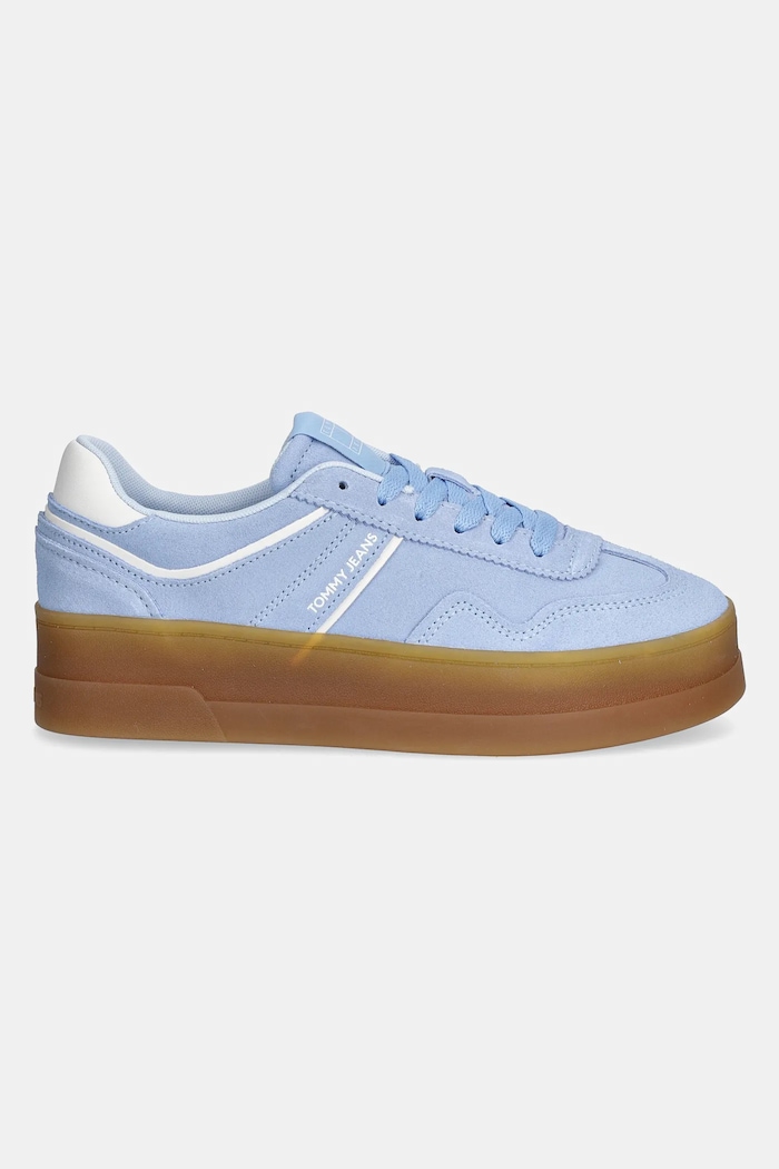Tommy Jeans sneakersy zamszowe THE GREENWICH FLATFORM SUEDE EN0EN02734 niebieski SS25