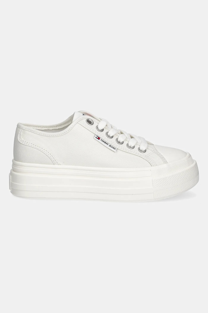 Πάνινα παπούτσια Tommy Jeans FOXING FLATFORM LC EN0EN02736 λευκό SS25