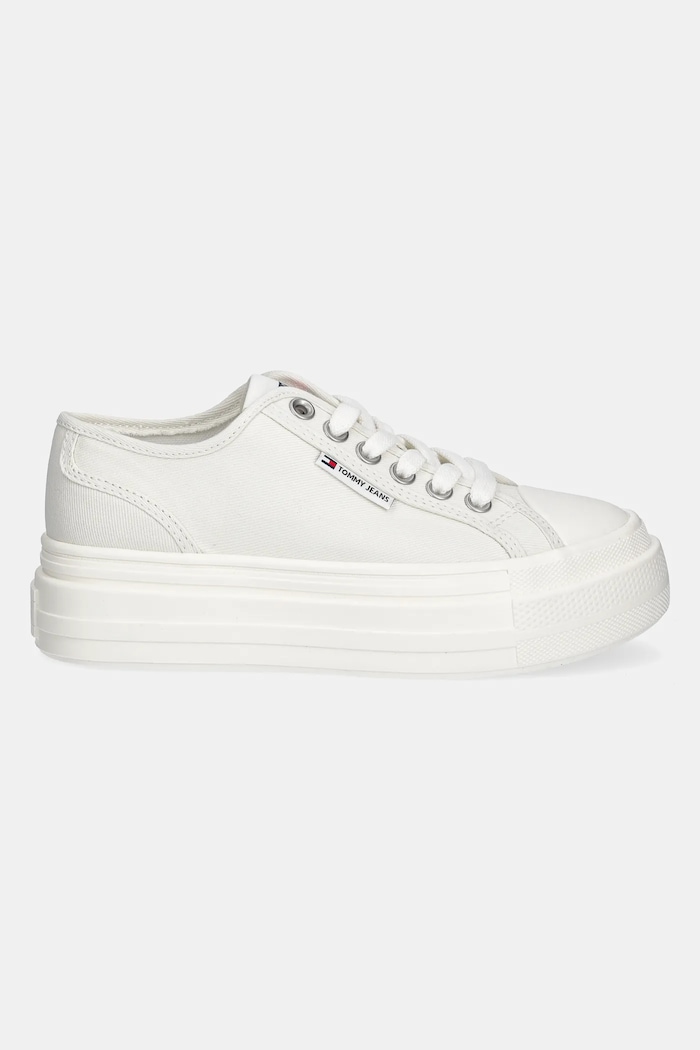 Πάνινα παπούτσια Tommy Jeans FOXING FLATFORM LC EN0EN02736 λευκό SS25