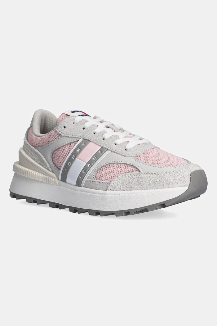 Sneakers boty Tommy Jeans TECH RUNNER semišová kůže růžová EN0EN02743
