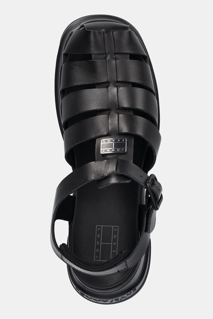 Kožené sandály Tommy Jeans FISHERMAN SANDAL černá EN0EN02751