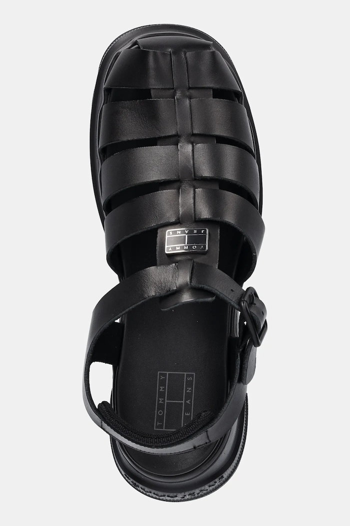 Kožené sandály Tommy Jeans FISHERMAN SANDAL černá EN0EN02751