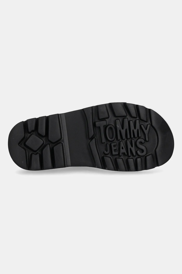 Kožené pantofle Tommy Jeans DOUBLE STRAP SANDAL EN0EN02753 černá