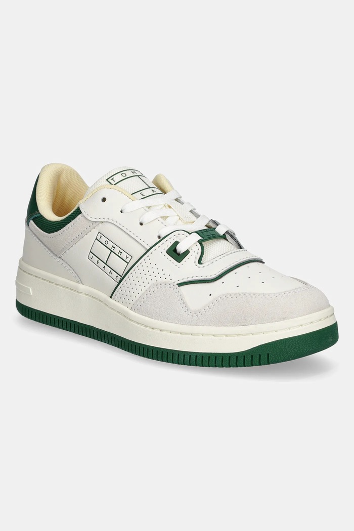 Tommy Jeans sneakersy RETRO BASKET WASHED SUEDE tekstylny beżowy EN0EN02773