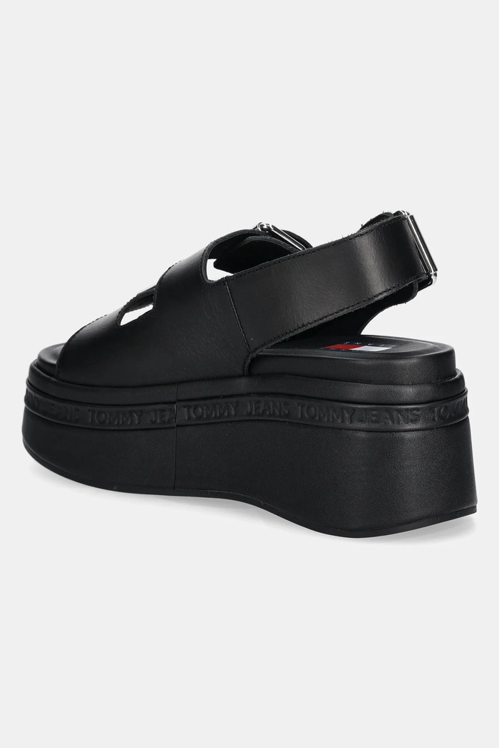 Παπούτσια Δερμάτινα πέδιλα Tommy Jeans WEDGE SANDAL EN0EN02774 μαύρο
