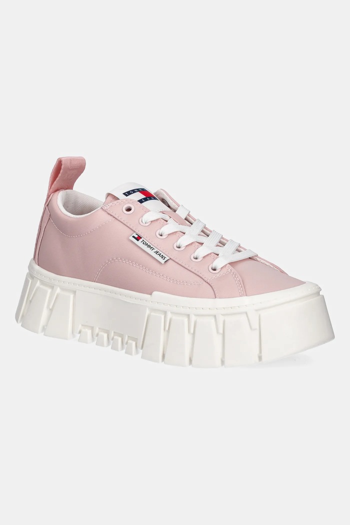 Sneakers Tommy Jeans FLATFORM SNEAKER NYLON πλατφόρμα ροζ EN0EN02793