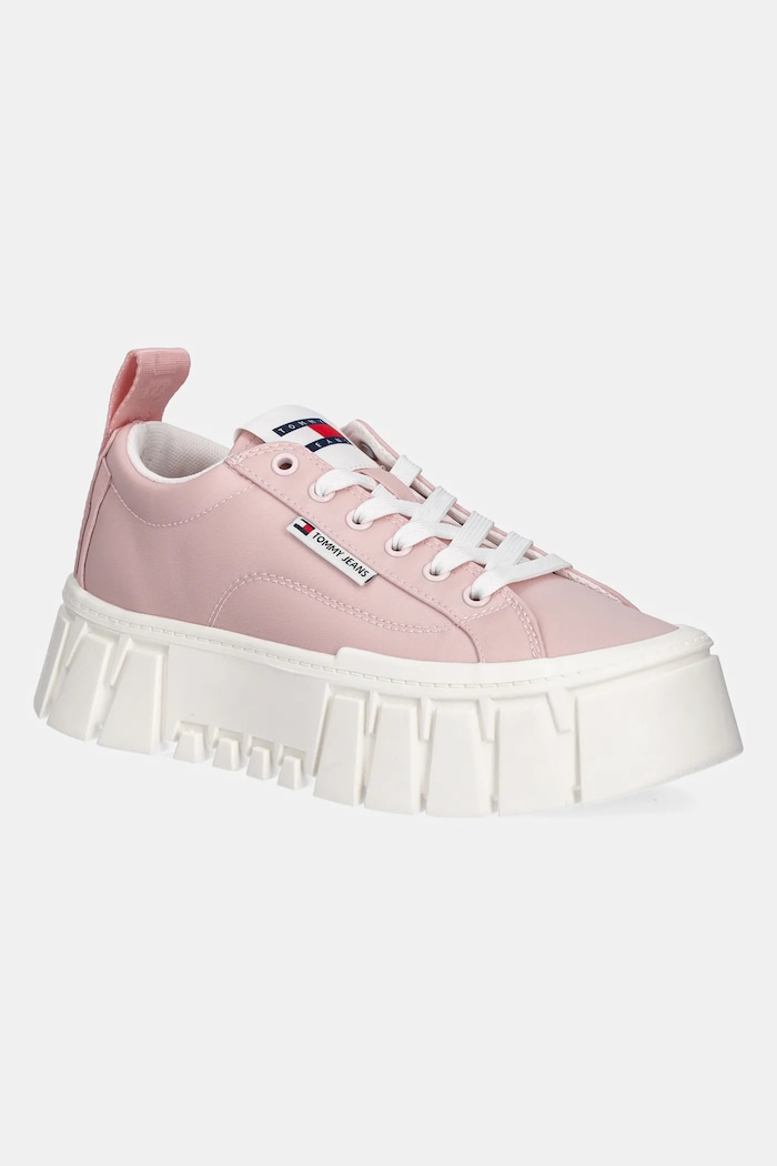 Sneakers Tommy Jeans FLATFORM SNEAKER NYLON πλατφόρμα ροζ EN0EN02793