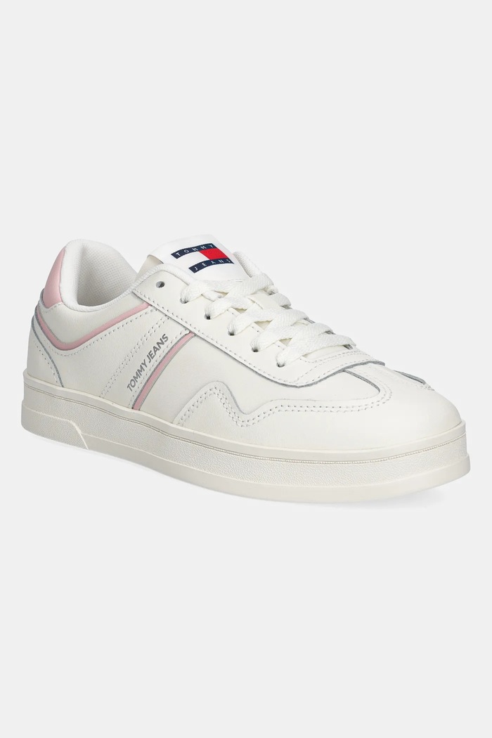 Kožené tenisky Tommy Jeans THE GREENWICH LEATHER imitácia kože béžová EN0EN02794