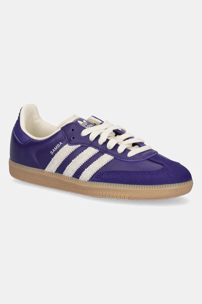 Kožené tenisky adidas Originals Samba OG usňová koža fialová JI2736