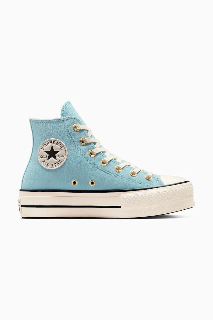 Converse trampki zamszowe Chuck Taylor All Star Lift platforma turkusowy A13824C