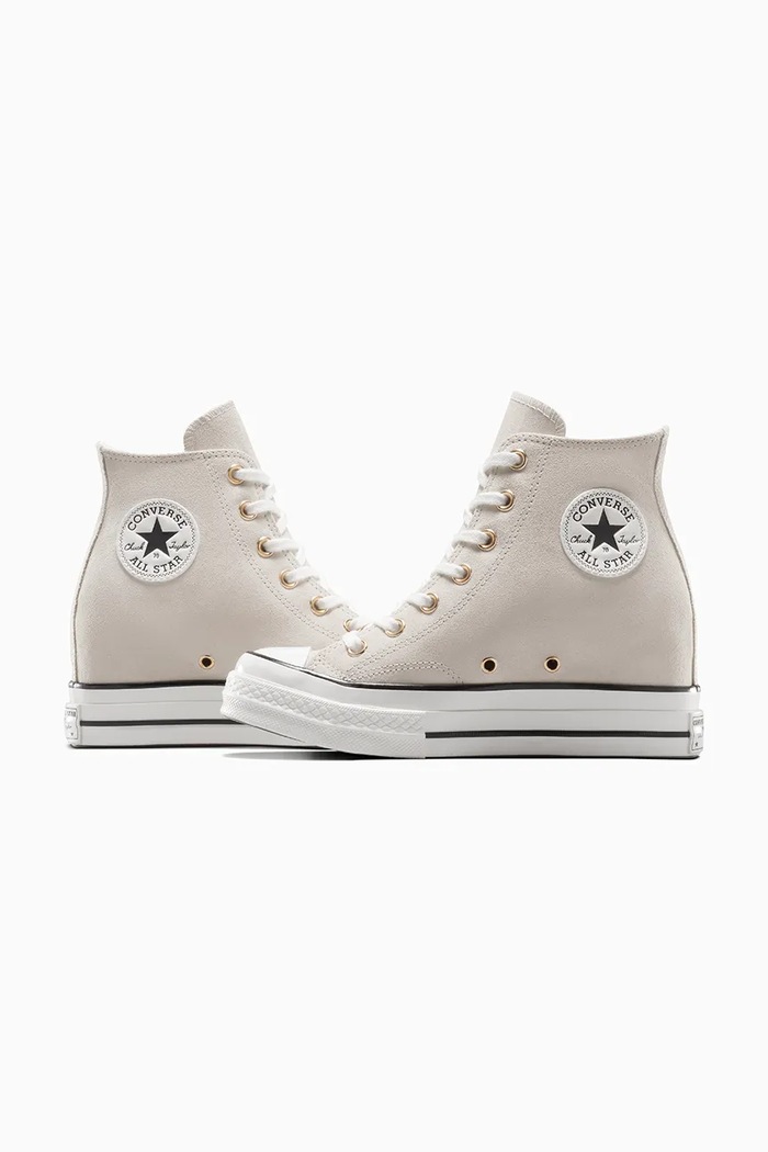 Încălțăminte Converse teniși din piele întoarsă Chuck 70 Wedge A13833C bej