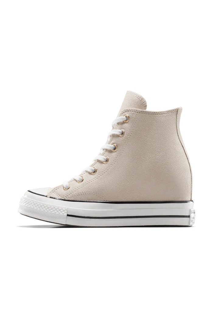 Converse teniși din piele întoarsă Chuck 70 Wedge bej A13833C