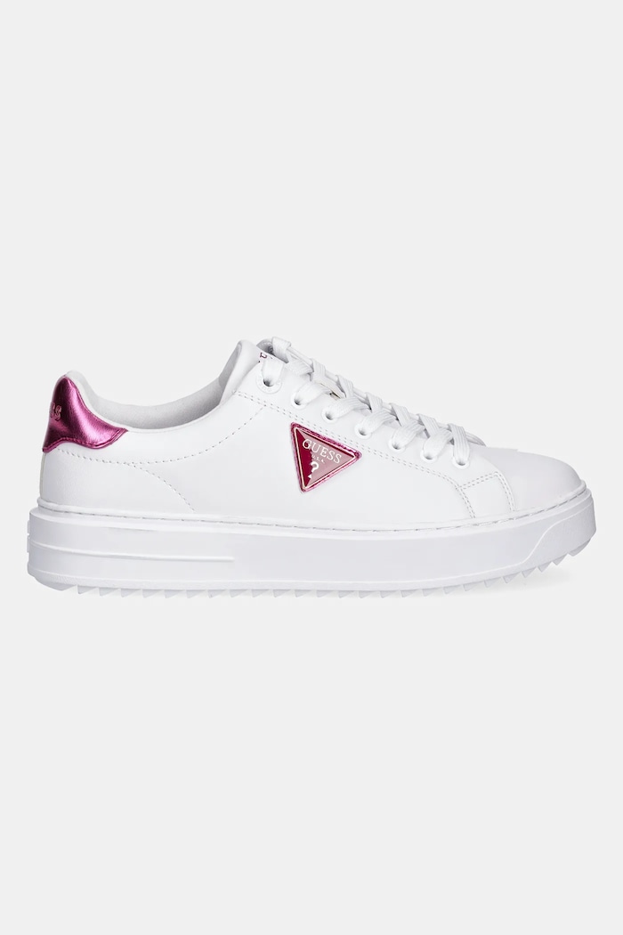 Kožené sneakers boty Guess DENESA12 FLJD12.LEA12.WHIMA bílá SS25