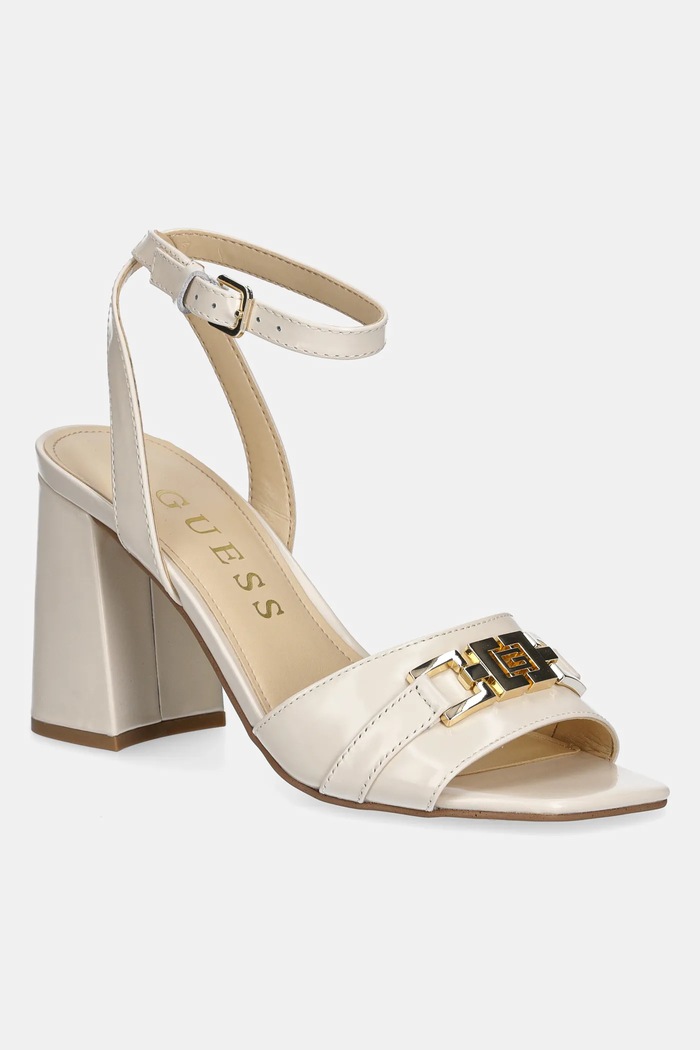 Kožené sandále Guess GRATO stĺpikový béžová FLJGRT.LEA03.CREAM