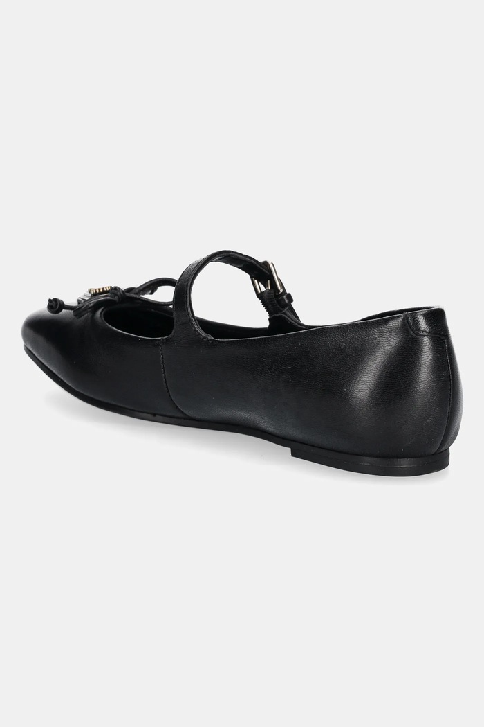 Boty Kožené baleríny Guess KAYRA FLJKAY.LEA02.BLACK černá