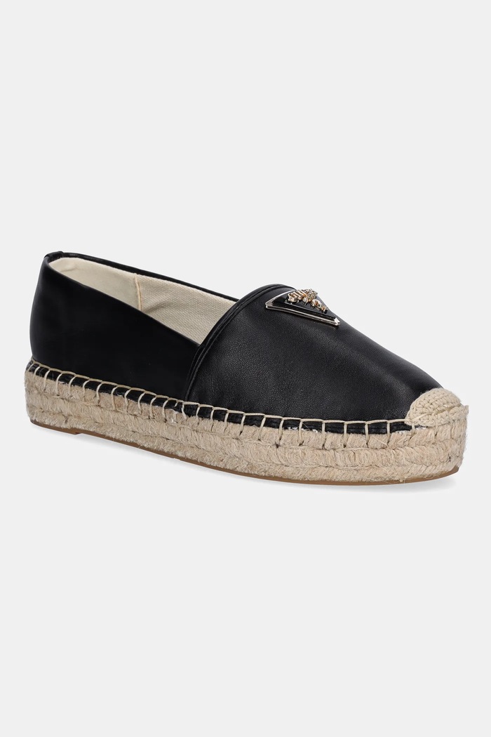 Espadrilky Guess JOLANDY plochý čierna FLJLND.LEA14.BLACK
