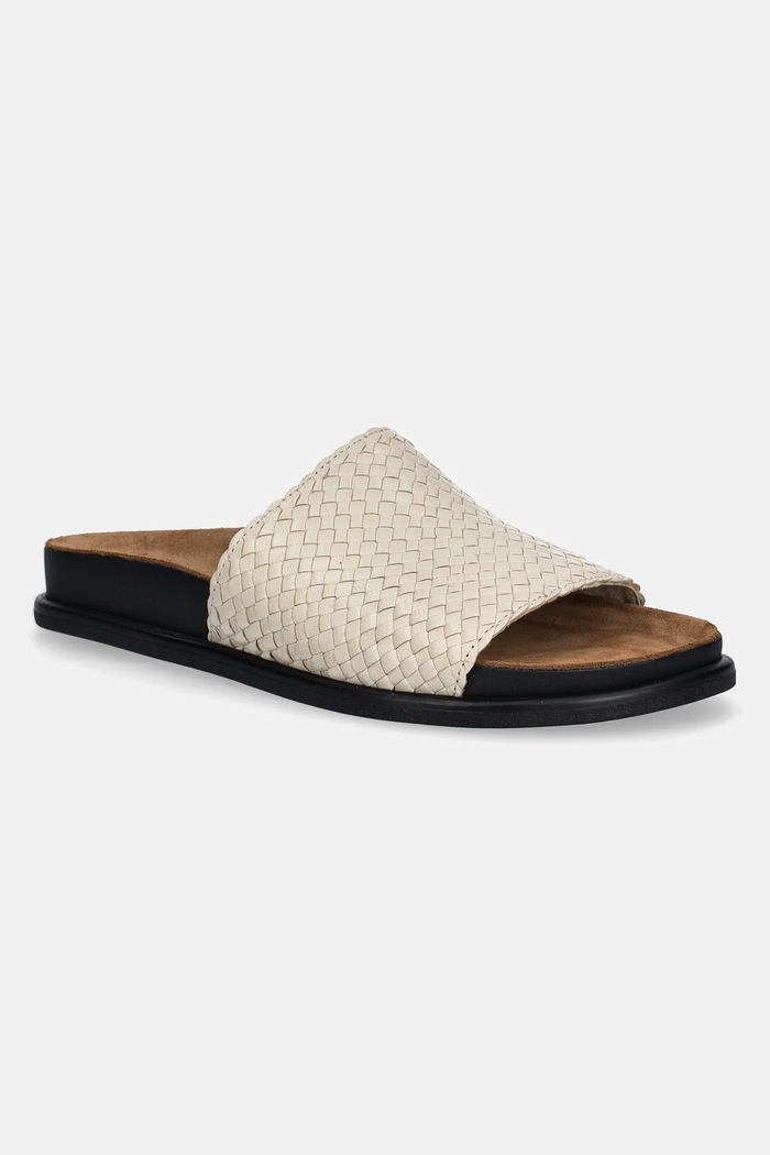 Δερμάτινες παντόφλες Vagabond Shoemakers EFFIE φλατ μπεζ 5922.125.37