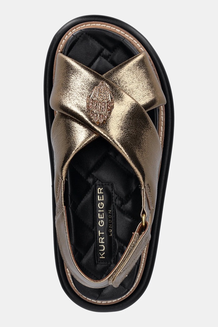 Kurt Geiger London sandały skórzane Orson Cross Strap Sandal złoty 9992260109.BRONZE