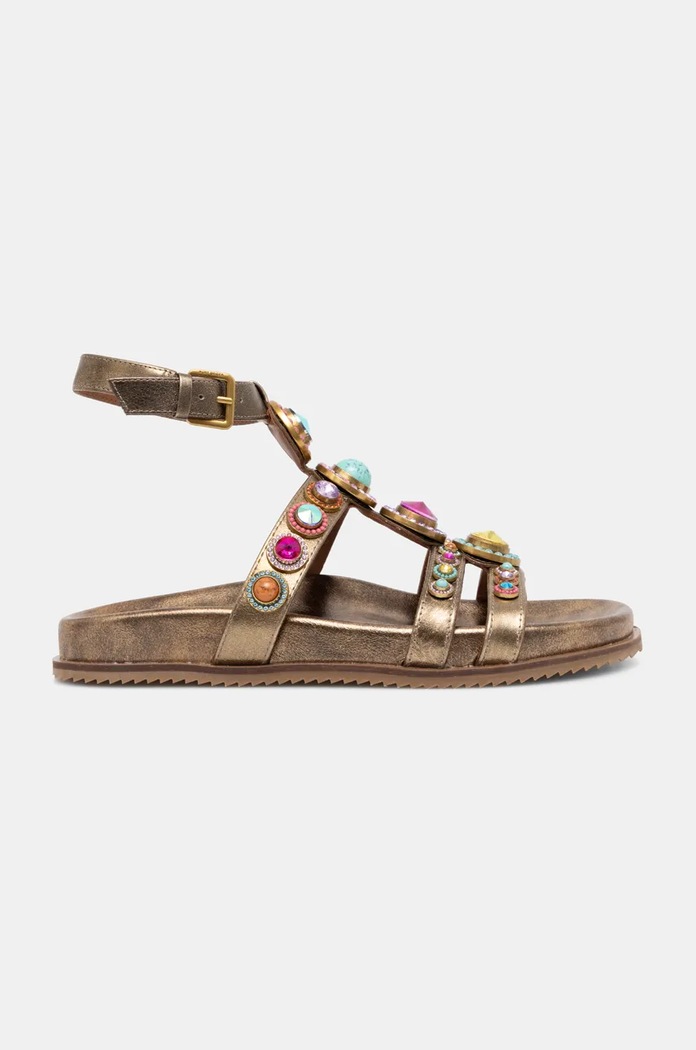Kurt Geiger London sandały skórzane Octavia Flexi Gladiator 4369068109.BRONZECOM złoty SS25