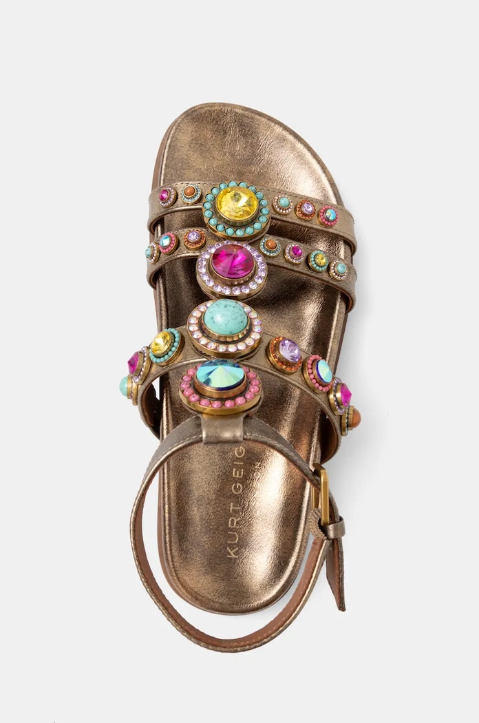 Kurt Geiger London sandały skórzane Octavia Flexi Gladiator złoty 4369068109.BRONZECOM