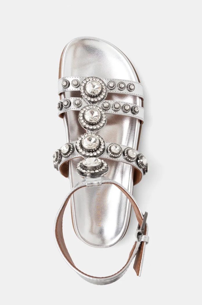 Kurt Geiger London sandały skórzane Octavia Flexi Gladiator srebrny 4369063109.SILVER
