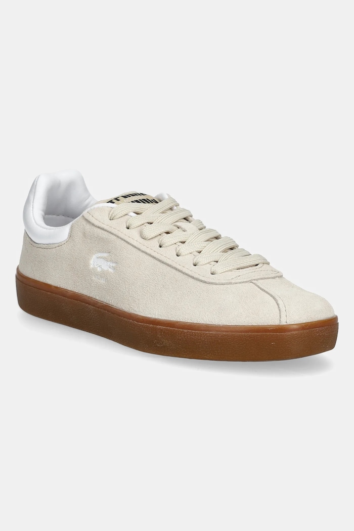 Lacoste sneakersy zamszowe BASESHOT tekstylny beżowy 48SFA0010