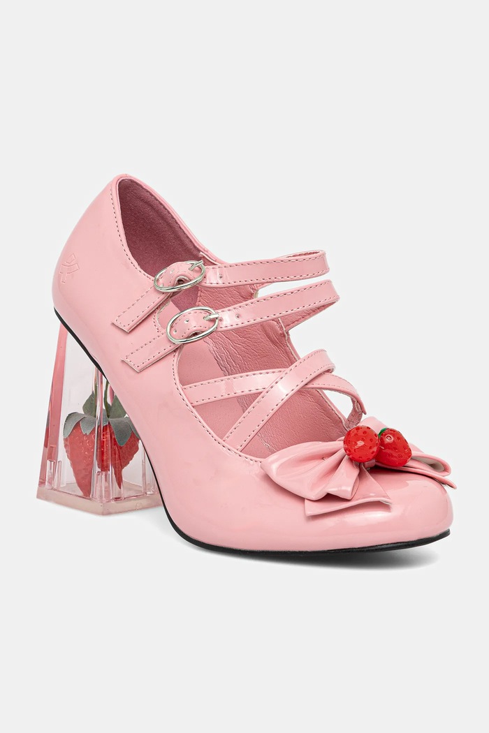 Koi Footwear decolletè Strawberry Cheesecake Strappy Heels finta pelle verniciata rosa StrawberryCheesecake
