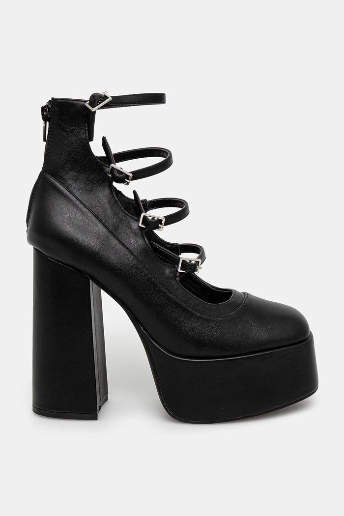 Koi Footwear czółenka GURREN BLACK STRAPPY PLATFORM HEELS DBP17 czarny SS25