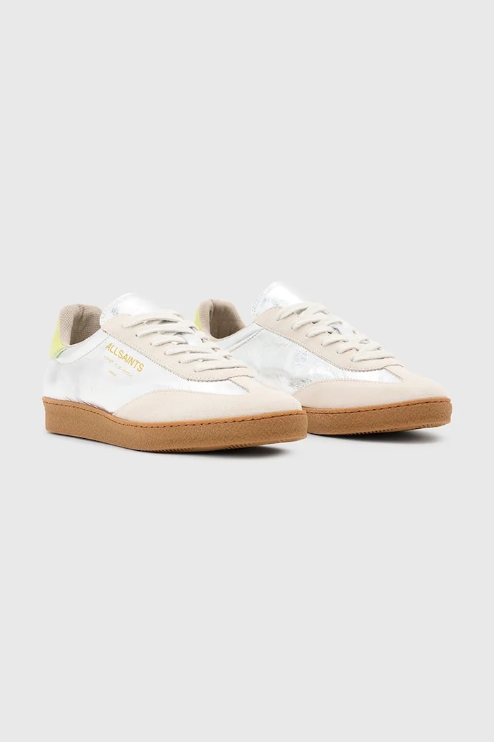 Δερμάτινα sneakers AllSaints Thelma Metallic Sneaker W072FB.SLV ασημί SS25
