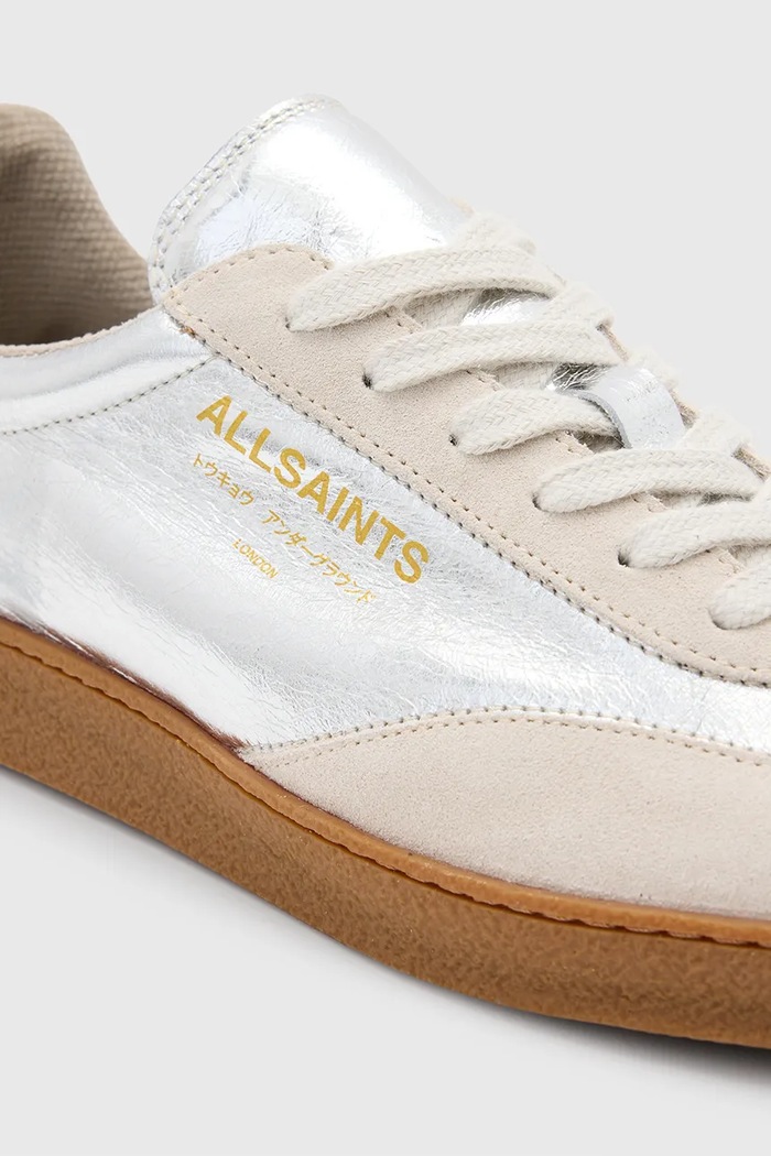 Δερμάτινα sneakers AllSaints Thelma Metallic Sneaker ασημί W072FB.SLV