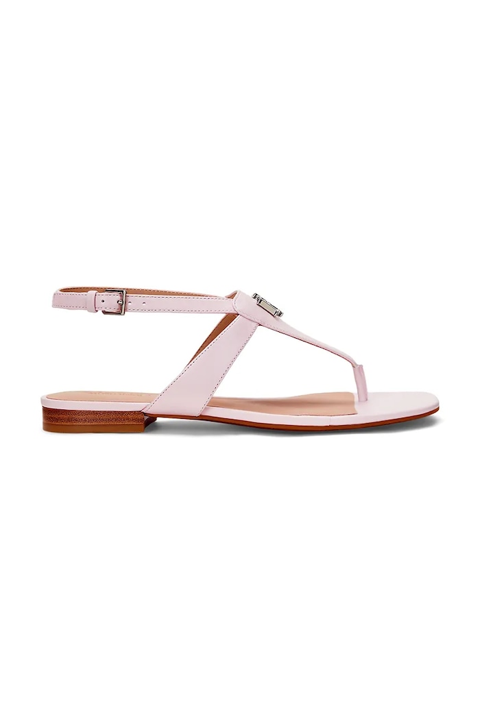 Lauren Ralph Lauren sandały skórzane Everley płaski różowy 802959146008.650