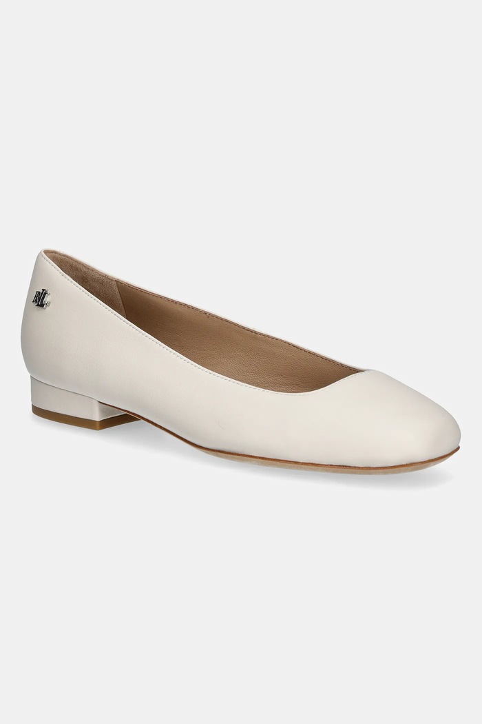 Kožené baleríny Lauren Ralph Lauren Emellie Bllt béžová 802970534003.100