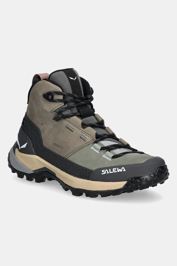 Topánky Salewa Puez Leather Mid PTX semišová koža zelená 00.0000061460