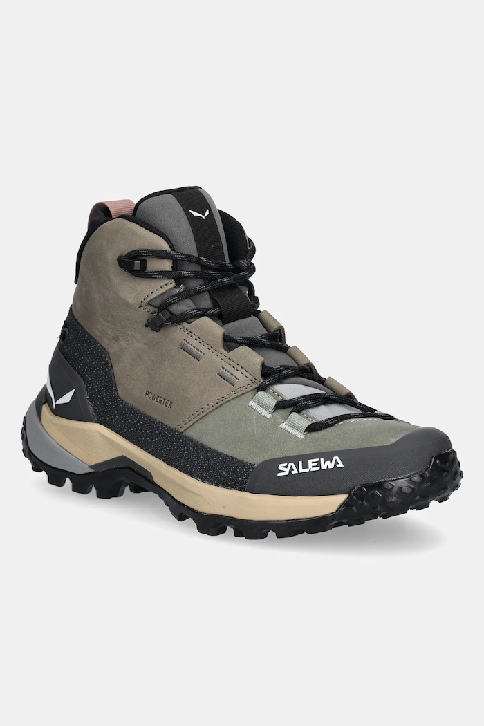 Topánky Salewa Puez Leather Mid PTX semišová koža zelená 00.0000061460