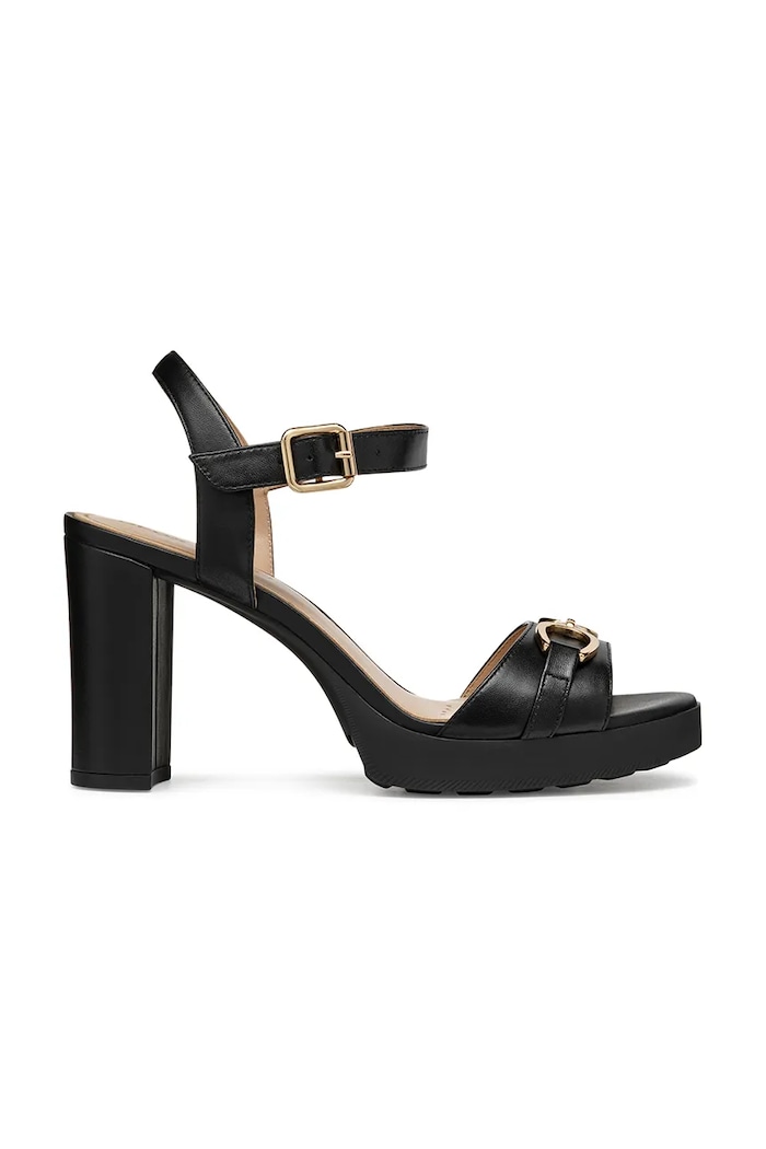 Kožne sandale Geox D WALK PLEASURE 85S široka potpetica crna D55B6A.000TU.C9999
