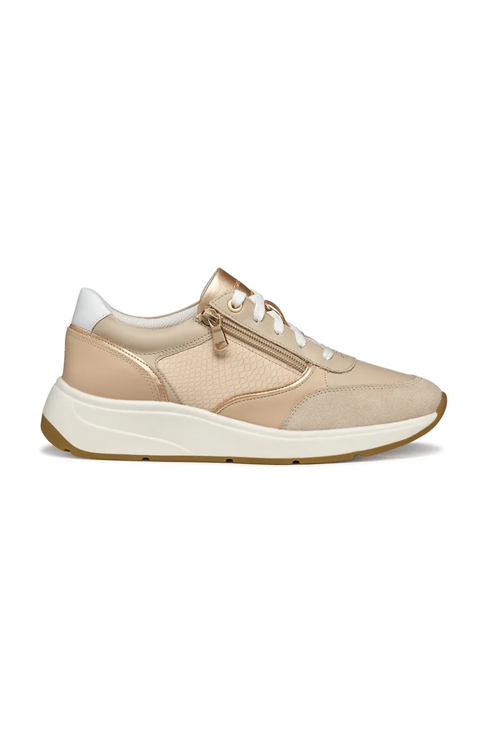 Sneakers boty Geox D CRISTAEL semišová kůže béžová D45MXE.085QD.C6738